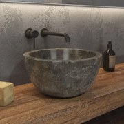 Νιπτήρας Επικαθήμενος Πέτρινος Leyla Grey Φ40x20cm Karag Πέτρα