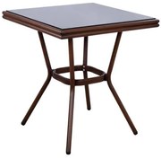 ΤΡΑΠΕΖΙ ΑΛΟΥΜΙΝΙΟΥ HARLOW 70X70X76  BAMBOO LOOK HM5568.03 ΚΑΦΕ ΜΕ ΓΥΑΛΙ