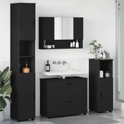 vidaXL Σετ Επίπλων Μπάνιου με συρτάρι 4 pcs Μαύρο 30 x 35 x 192 εκ.
