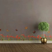 Αυτοκόλλητες Μπορντούρες Βινυλίου Poppies &amp; Butterflies 53002 198x30cm Multi Ango Βινύλιο