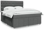 Κρεβάτι Boxspring με Στρώμα Σκούρο Γκρι 180x200 εκ Υφασμάτιν - Γκρι