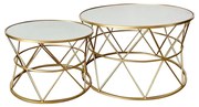 Tραπέζια σαλονιού Pelosif Inart χρυσό σετ 2τεμ μέταλλο Υλικό: METAL 295-000006