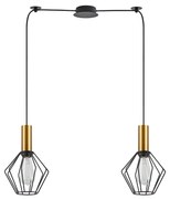 SE21-GM-4-BL2-GR1 ADEPT TUBE Gold Matt Pendant Black Metal Grid+