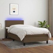 ΚΡΕΒΑΤΙ BOXSPRING ΜΕ ΣΤΡΩΜΑ &amp; LED ΣΚ.ΚΑΦΕ 80X200 ΕΚ. ΥΦΑΣΜΑΤΙΝΟ 3133032