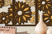 Intra απο ξύλο plywood 3mm-4mm πάχος – Sunflowers Διακόσμηση Τοίχου Σετ 3 τεμαχίων, με στρώσεις Δίασταση  40x30 cm INTRAFABR-68584907