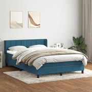 Κρεβάτι Boxspring με Στρώμα Σκούρο Μπλε 140x210 εκ. Βελούδινο - Μπλε