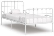 vidaXL Πλαίσιο Κρεβατιού με Τελάρο Λευκό 90 x 200 εκ. Μεταλλικό