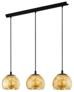 Κρεμαστό Φωτιστικό Τρίφωτη Ράγα 795xH1100cm 3xE27 Μαύρο-Γυαλί Χρυσαφί Eglo Albaraccin 98525