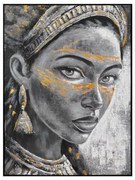 ΠΙΝΑΚΑΣ ΣΕ ΚΑΜΒΑ Fylliana FL2671 WOMAN FACE ΓΚΡΙ-ΧΡΥΣΟ 90x120xεκ 170-225-001