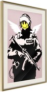 Αφίσα - Banksy: Flying Copper - 40x60 - Χρυσό - Με πασπαρτού