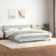 Κρεβάτι Boxspring με Στρώμα Ανοιχτό Γκρι 180x210 εκ. Βελούδινο - Γκρι