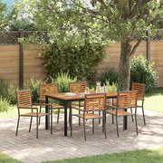 vidaXL Σέτ φαγητού για κήπο 7 pcs Γκρι, φυσικό 150 x 90 x 75 cm