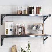 Στηρίγματα Ραφιών 4 Τεμ. Ασημί 15x2,5x11,5εκ. Ανοξείδωτο Μαύρο