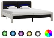 vidaXL Πλαίσιο Κρεβατιού με LED Ασπρόμαυρο 180x200 εκ. Συνθετικό Δέρμα