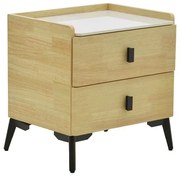 Κομοδίνο Alessio mdf φυσικό-μαύρο μέταλλο 46x37x47εκ 46x37x47 εκ.