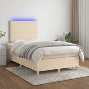 ΚΡΕΒΑΤΙ BOXSPRING ΜΕ ΣΤΡΩΜΑ &amp; LED ΚΡΕΜ 120X200 ΕΚ. ΥΦΑΣΜΑΤΙΝΟ 3135346