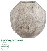 20781 GloboStar®  Artificial Garden BOROUGH 20781 Επιδαπέδιο Πολυεστερικό Τσιμεντένιο Κασπώ Γλάστρα - Flower Pot Λευκό με Μπεζ Μ38 x Π38 x Υ38cm