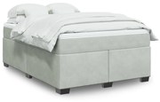 vidaXL Κρεβάτι Boxspring με Στρώμα Ανοιχτό Γκρι 140x200 εκ. Βελούδινο