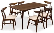 Τραπεζαρία Benson - Orlean Σετ 7τμχ 200-000188 150x90x75cm Walnut 6 Θέσεων