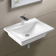 Serel Slim 3001 Hygiene Plus Λευκός Πορσελάνινος Νιπτήρας Μπάνιου Κρεμαστός ή Επικαθήμενος Επίπλου 60x46 cm