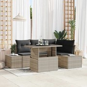 vidaXL Σετ καναπέ κήπου 5 τεμαχίων με μαξιλάρια σε ανοιχτό γκρι πολυ-ρατάν