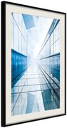 Αφίσα - Steel and Glass (Blue) - 40x60 - Μαύρο - Με πασπαρτού