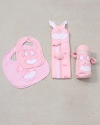 Σετ πετσετέ Rabbit με κέντημα λαγουδάκι Σετ Ροζ