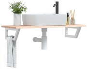 vidaXL Ράφι Νιπτήρα Τοίχου από Ατσάλι / Μασίφ Ξύλο Δρυός