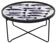 FISHY COFFEE TABLE ΠΟΛΥΧΡΩΜΟ ΜΕ PATTERN ΛΕΥΚΟ 75x75xH37,5cm