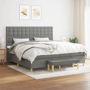 Κρεβάτι Boxspring με Στρώμα Σκούρο Γκρι 200x200 εκ. Υφασμάτινο