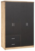 Ντουλάπα 4φυλλη Briana Με 2 Συρτάρια Sonama-Γκρι 120x42,5x180,5εκ.