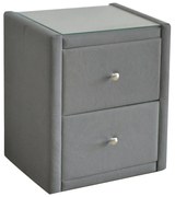 WOODWELL Ε8057,F2WILTON Κομοδίνο Ύφασμα Γκρι με Προστατευτικό Γυαλί Επιφάνειας 46x41x57cm Ε8057,F2
