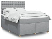 Κρεβάτι Boxspring με Στρώμα Ανοιχτό Γκρι 140x190 εκ. Υφασμάτινο - Γκρι