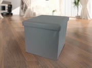 Σκαμπό Με Αποθηκευτικό Χώρο Γκρι Δέρμα 38x38x38cm