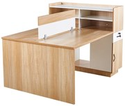 WORKSTATION Γραφείο - Σταθμός Εργασίας 2 Θέσεων, Melamine Απόχρωση Sonoma-Άσπρο  160x120x75cm [-Φυσικό-] [-Melamine-] ΕΟ4390