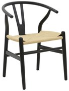 Intrahome Καρέκλα Wishbone Intrahome μαύρο ξύλο οξιάς-έδρα με σχοινί σε φυσική απόχρωση 53x55x76εκ | SKU: INTRAPA-374111136