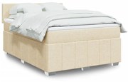 vidaXL Κρεβάτι Boxspring με Στρώμα Κρεμ 140x200 εκ. Υφασμάτινο