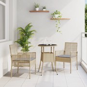 vidaXL Σετ Γευμάτων Κήπου 3 Τεμαχίων  Μπεζ Πολυ Ράταν