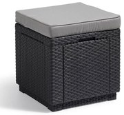 Keter Σκαμπό με Αποθηκευτικό Χώρο Cube Χρώμα Γραφίτης με Μαξιλάρι 408951