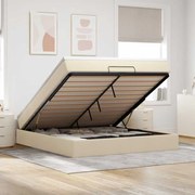 vidaXL Οθωμανικό Κρεβάτι με Στρώμα Κρέμα 160x200cm Ύφασμα