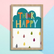 Παιδικό Πόστερ Συννεφάκι Think Happy KD98 22x31cm Λευκό Κάδρο PVC (με πόστερ)