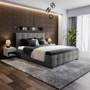 Κρεβάτι Roi  160x200 ύφασμα ανθρακί + αποθηκευτικό χώρο