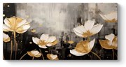 Πίνακας σε καμβά &quot;Gold Flowers&quot; Megapap ψηφιακής εκτύπωσης 80x40x3εκ.