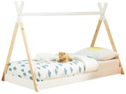 Παιδικό Κρεβάτι MONTESSORI MUNK  Ξύλινο - Φυσικό - Λευκό - για στρώμα 90 x 190