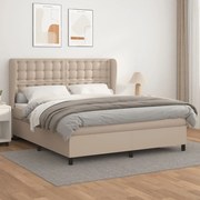 Κρεβάτι Boxspring με Στρώμα Καπουτσίνο 160x200εκ.από Συνθ.Δέρμα - Καφέ