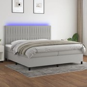 ΚΡΕΒΑΤΙ BOXSPRING ΜΕ ΣΤΡΩΜΑ &amp; LED ΑΝ.ΓΚΡΙ 200X200ΕΚ. ΥΦΑΣΜΑΤΙΝΟ 3135061