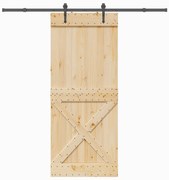 vidaXL Συρόμενη Μεσόπορτα με Μηχανισμό 95 x 210 εκ. Μασίφ Ξύλο Πεύκου