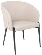 WOODWELL ΕΜ178,1LENA Πολυθρόνα Μέταλλο Βαφή Μαύρο, Pu Μπεζ 60x60x80cm ΕΜ178,1