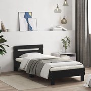 vidaXL Πλαίσιο Κρεβατιού με Κεφαλάρι Μαύρο 90x190 εκ. Επεξ. Ξύλο