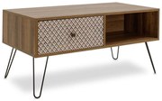 Τραπεζάκι Σαλονιού Boho Walnut Με Μεταλλικά Πόδια 100X50X46Cm 066-000005 Μελαμίνη